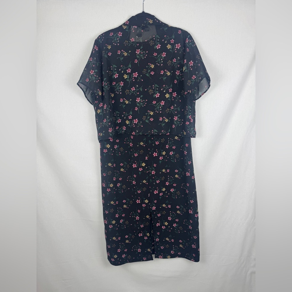 Betsy Lauren Floral Black Dress with Jacket - Picture 3 of 7